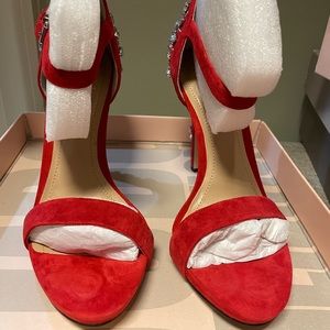 BCBG red jeweled heels